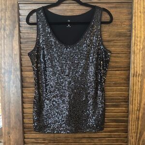 Sequin Black Sleeveless Top